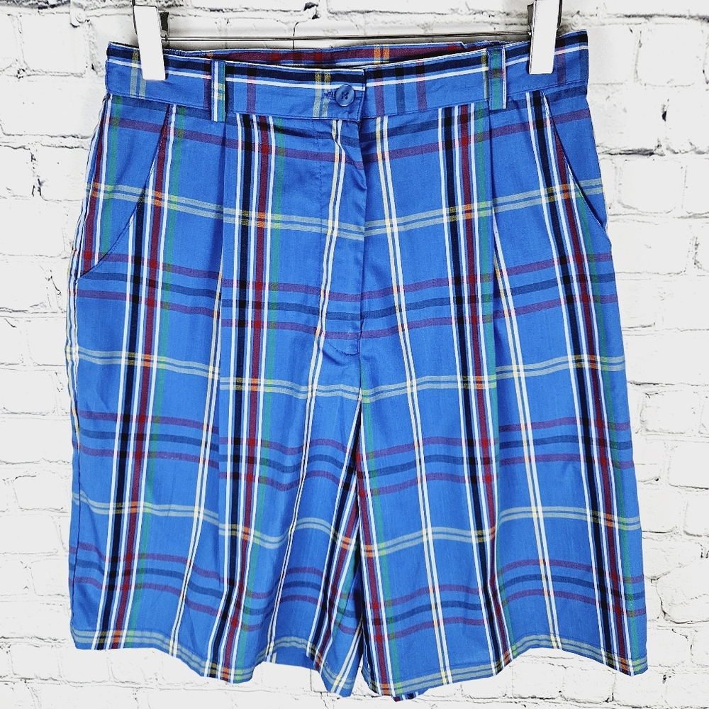 TABI GOLF | vintage plaid lightweight pleated super high waist golf shorts